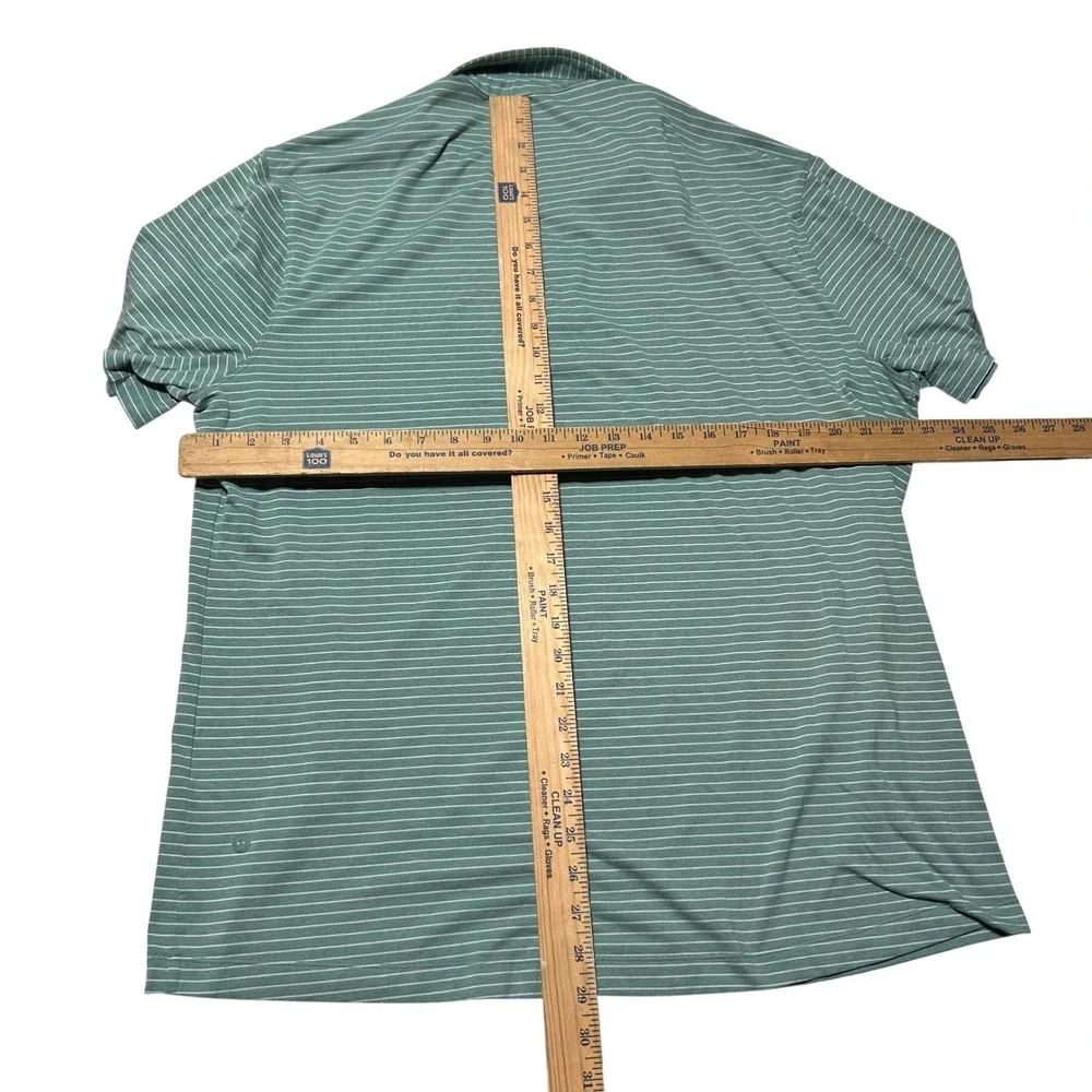 Lululemon Evolution Polo Mens XXL Sage‎ Green White Striped Short Sleeve Shirt